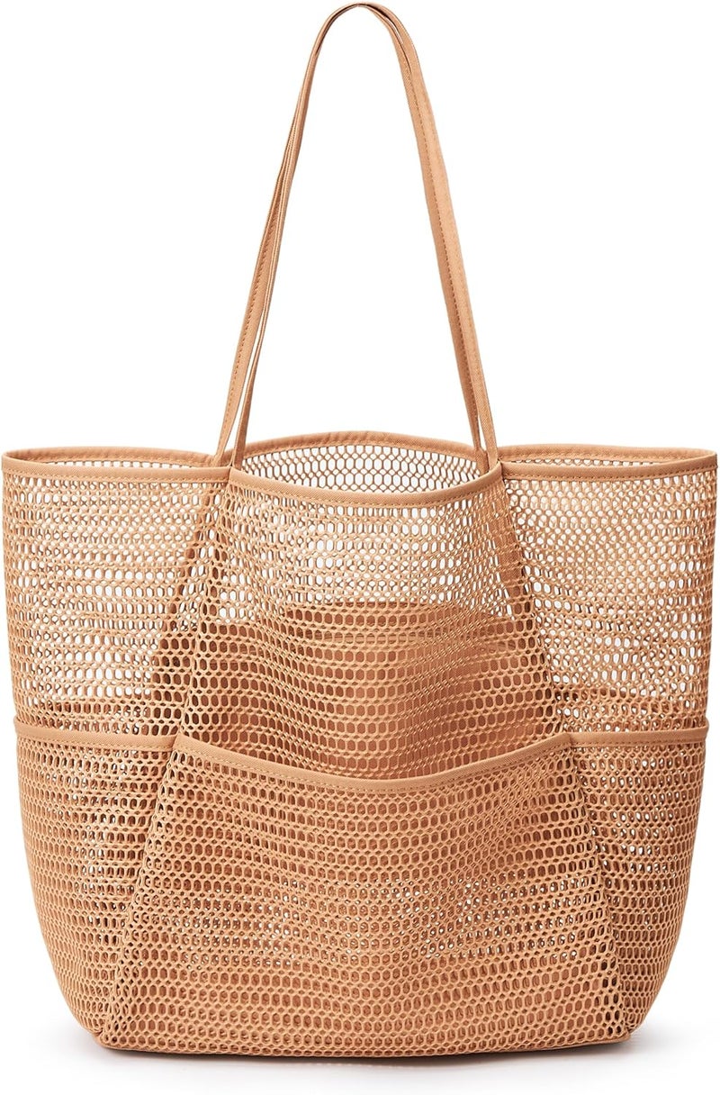 KALIDI BeachNylon Mesh Tote Bag, Casual Tote Bag Hobo Women Foldable MAX 23L Shoulder Bag For Beach Picnic Vacation - Image 1